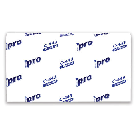 Полотенца бумажные 190 шт., PROtissue (H2) PREMIUM, 2-слойные, белые, КОМПЛЕКТ 21 пачка, 24×21.5 см, Z-сложение