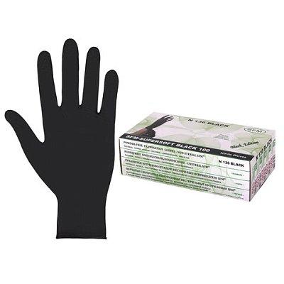 Перчатки нитриловые смотровые SFM Supersoft N136100 пар (200 шт. )размер L (большой)черные