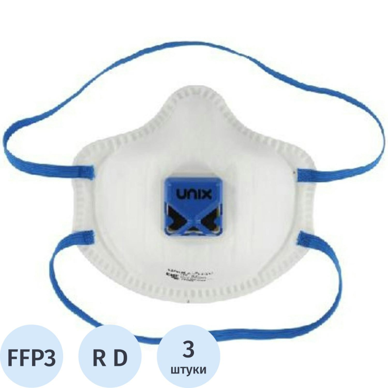 превью Полумаска фильтрующая UNIX Air 113V FFP3 R D 3шт/уп