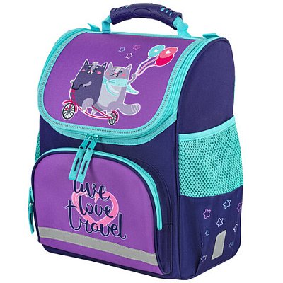 Ранец ПИФАГОР BASIC, 1 отделение, 3 кармана, эргономичная спинка, «Bike cats», 35×28х18 см