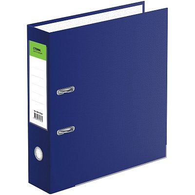 Папка-регистратор СТАММ «Эксперт», 80мм, бумвинил, с карм. на корешке, нижний метал. кант, синяя