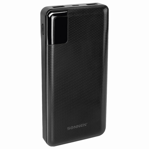 Аккумулятор внешний 20000 mAh SONNEN POWERBANK Q60P БЫСТРАЯ ЗАРЯДКА, 2USB, литий-полимерный