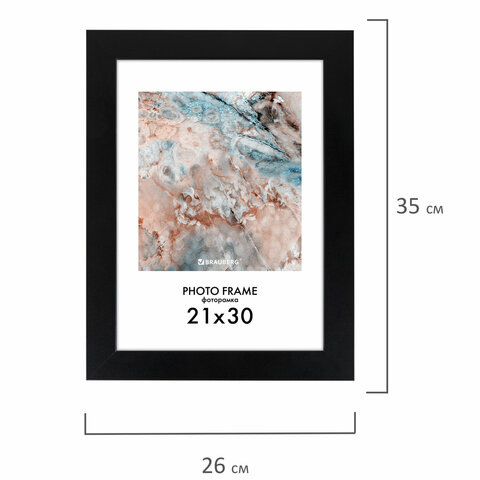 Рамка 21×30 см небьющаяся, КОМПЛЕКТ 3 шт., багет 29 мм, МДФ, BRAUBERG «Basic», черная