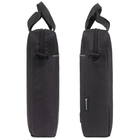 Сумка портфель BRAUBERG PRACTICAL с отделением для ноутбука 15.6", Grey line, черная, 29×40х7 см