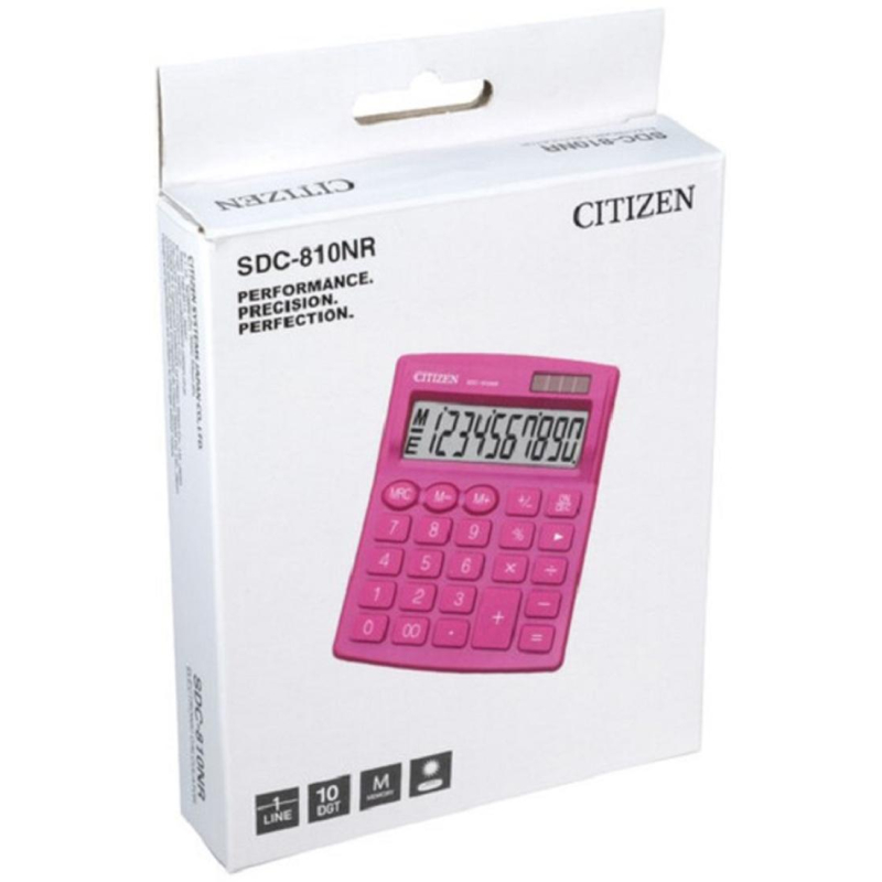 Калькулятор настольный компактный Citizen SDC810NRPKE 10-разрядный розовый