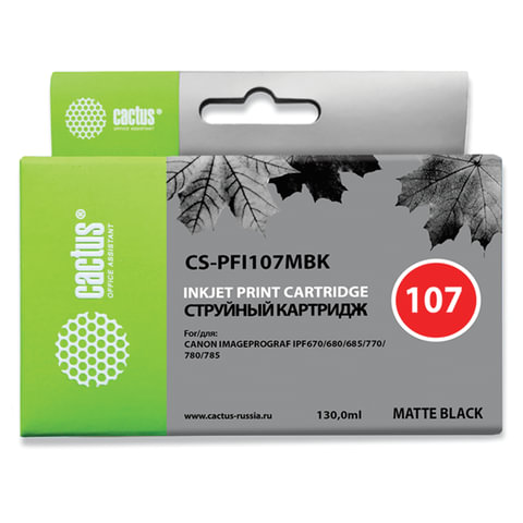 превью Картридж струйный CACTUS (CS-PFI107MBK) для CANON PF680/685/780/785, матовый черный, 130 мл