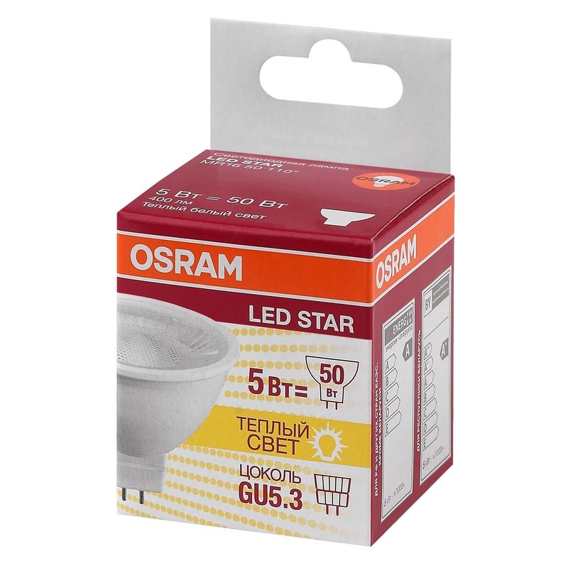превью Лампа светодиодная Osram LSMR1650110 MR 5Вт GU5.3 3000К 400Лм 240В 4058075481169