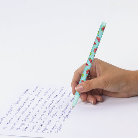 Ручка шариковая BRAUBERG SOFT TOUCH STICK «JUICY FRUIT», СИНЯЯ, мягкое покрытие, узел 0.7 мм