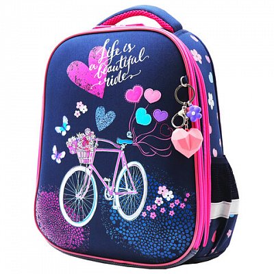 Ранец BRAUBERG PREMIUM, 2 отделения, с брелком, «Beautiful ride», 38×29х16 см
