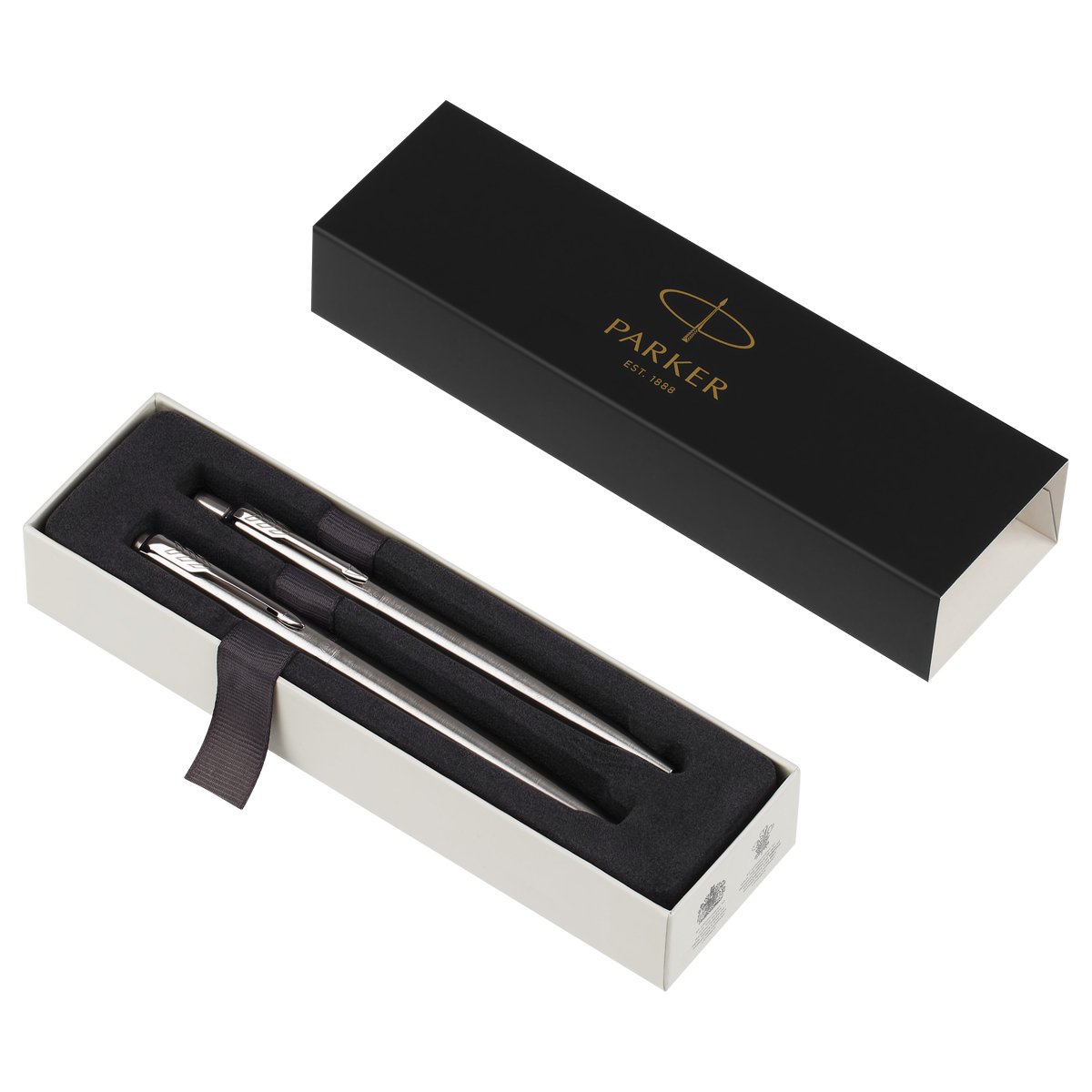 Набор Parker «Jotter Stainless Steel CT»: ручка шариковая 1.0мм синяя и ручка перьевая 1.0мм синяя, подарочная упаковка
