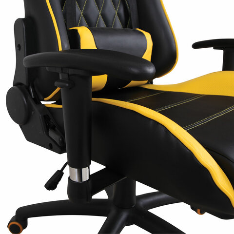 Кресло компьютерное BRABIX «GT Master GM-110», две подушки, экокожа, черное/желтое, 531927