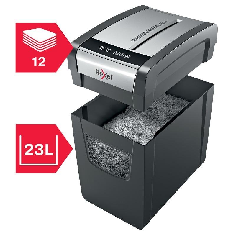 Уничтожитель (шредер) Rexel Momentum X312-SL, 1-3 человека, 3 уровень секретности, фрагменты 5×42 мм, 12 листов, 23 л