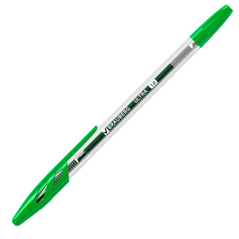 Ручка шариковая BRAUBERG «ULTRA», ЗЕЛЕНАЯ, узел 1 мм, чернила ГЕРМАНИЯ, наконечник ШВЕЙЦАРИЯ