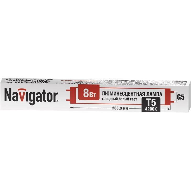 превью Лампа люминесцентная Navigator NTL-T5-08-840-G5 8 Вт T5 4200К G5 (94107)