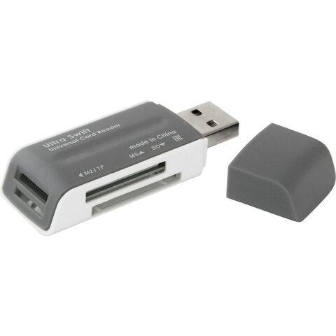 Картридер DEFENDER Ultra Swift, USB 2.0, порты SD, MMC, TF, M2, XD, MS