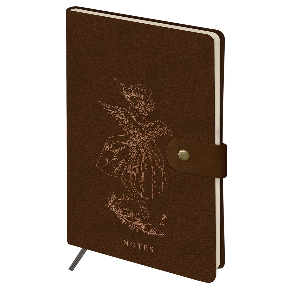 Записная книжка А5 80 л., ЛАЙТ, кожзам, Greenwich Line «Outline. Angel from heaven», с замком, тиснение фольгой, внутренний карман, блок в точку