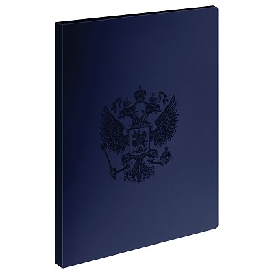 Папка с 20 вкладышами СТАММ «Герб» А4, 14мм, 700мкм, пластик, сапфир