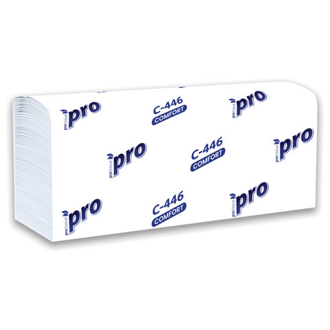Полотенца бумажные 200 шт., PROtissue (H2) PREMIUM, 1-слойные, белые, КОМПЛЕКТ 28 пачек, 24×21.5 см, Z-сложение