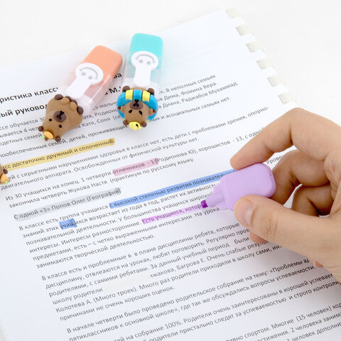 Набор текстовыделителей с топперами 6 ЦВЕТОВ ПАСТЕЛЬ, «КАПИБАРЫ», линия 1-4 мм, FUNSTER (ФАНСТЕР)