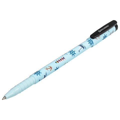 Ручка шариковая BRAUBERG SOFT TOUCH GRIP «NAVY», СИНЯЯ, мягкое покрытие, узел 0.7 мм