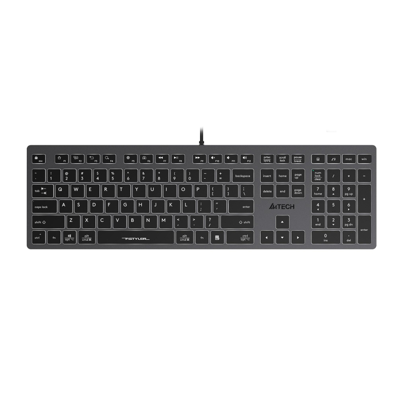 превью Клавиатура A4Tech Fstyler FX60H серый USB slim LED (FX60H GREY/WHITE)