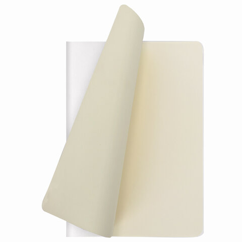 Тетрадь 48 л. в клетку обложка кожзам SoftTouch, сшивка, A5 (147×210мм), БЕЛЫЙ, BRAUBERG RAINBOW