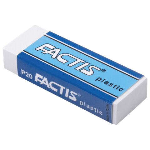 превью Резинка стирательная FACTIS Plastic P 20 (Испания), 61×22×11 мм, мягкая, картонный держатель