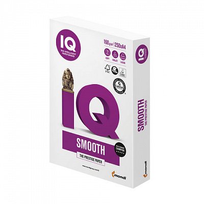 Бумага для офисной техники IQ Smooth (А4, марка A+, 160 г/кв.м, 250 листов)