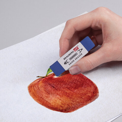 Ластик BRAUBERG ART CLASSIC «SAND ERASER», 52×14х10 мм, АБРАЗИВНЫЙ ДЛЯ РУЧКИ И КАРАНДАША