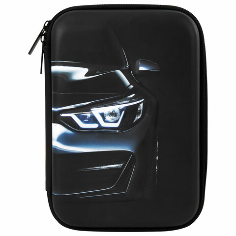 Пенал BRAUBERG KIDS большой удобный с откидной планкой, EVA, 22×15х4 см, «Dark car»
