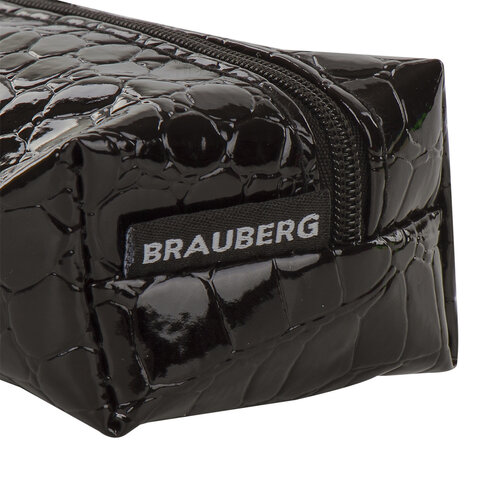 Пенал-косметичка BRAUBERG «Ultra black», «крокодиловая кожа», 20×6×4 см