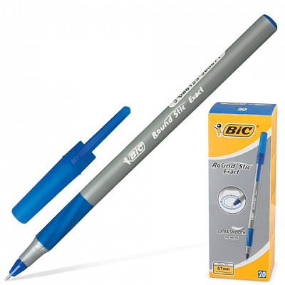 Ручка шариковая масляная BIC Round Stic Exact синяя (толщина линии 0.35 мм)