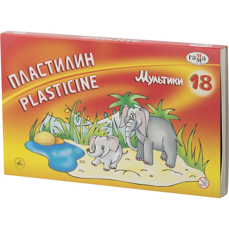 Пластилин Гамма «Мультики», 18 цветов, 360г, со стеком, картон. упак. 