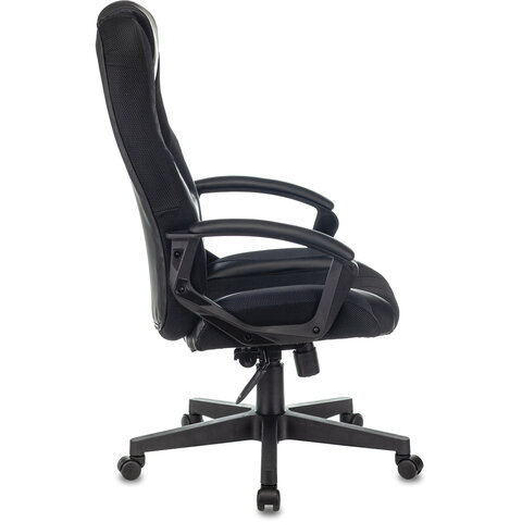 Кресло компьютерное VIKING-9/BLACK, подушка, экокожа/ткань, черное