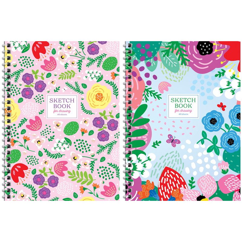 превью Скетчбук 40л. А5 на гребне ArtSpace «Summer garden», 120 г/м2, тв. обл., офсет