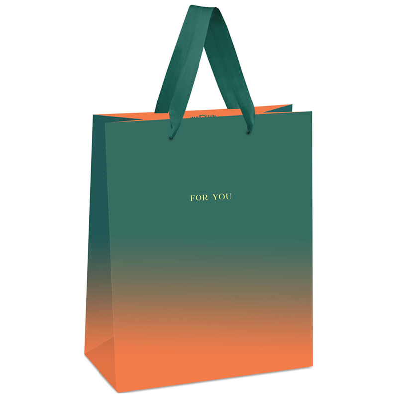 превью Пакет подарочный 18×23×10см MESHU «Duotone. Turquoise-orange gradient», отд. фольгой, матовая ламинация