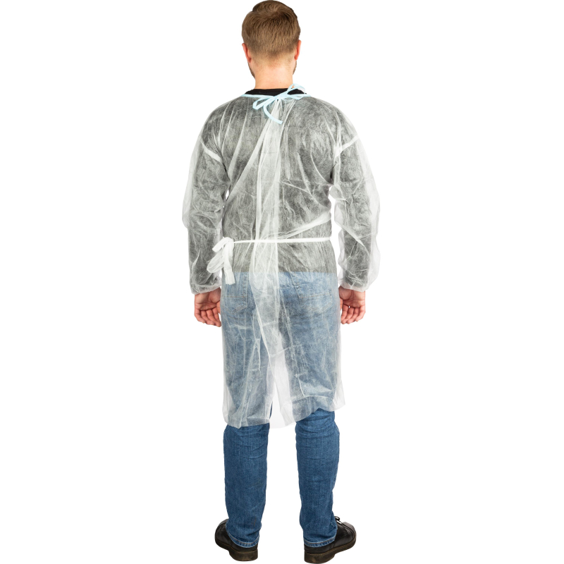 Халат (накидка) одноразовый на завязках, белый, 10шт/уп