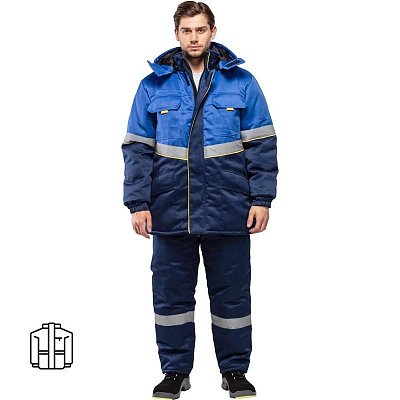 Куртка рабочая зимняя мужская з43-КУ с СОП васильковая/синяя (размер 56-58, рост 170-176)