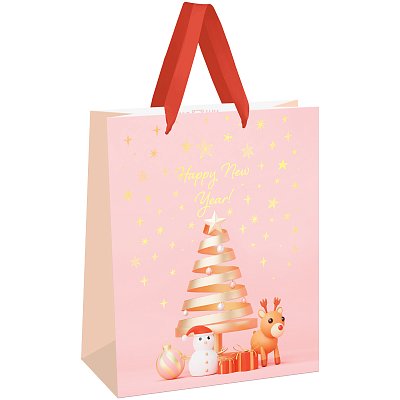 Пакет подарочный 26×32×12см MESHU «Christmas tale», фольга, матовая ламинация