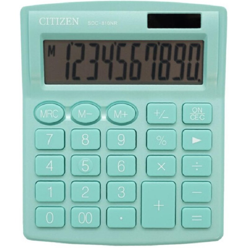 Калькулятор настольный компактный Citizen SDC810NRGNE 10-разрядный зеленый