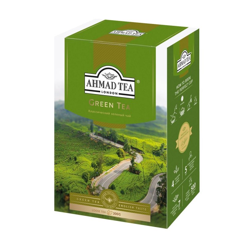 Чай Ahmad Green Tea,лист,зелен.200г.картон/кор