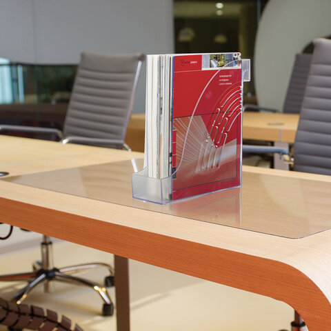 Лоток вертикальный для бумаг BRAUBERG «Office», 255×95×290 мм, прозрачный, 237231
