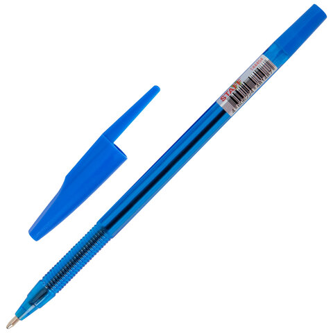 Ручка шариковая STAFF «Basic BP-66 BLUE», СИНЯЯ, корпус синий, узел 1 мм, линия письма 0.5 мм