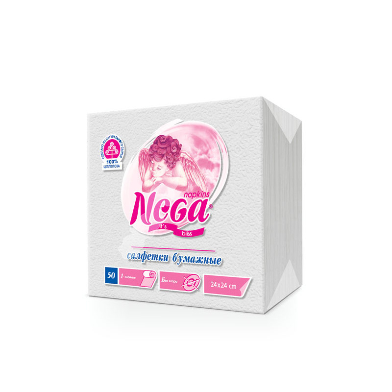 превью Салфетки Nega 1-слойные (24?24 см, белые, 50 штук в упаковке)