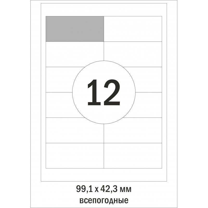 Этикетки самоклеящиеся Mega Label всепогодные белые 99.1×42.3 мм (12 штук на листе А4, 20 листов в упаковке)
