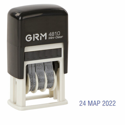 Датер-мини месяц буквами, оттиск 20×3.8 мм синий, GRM 4810
