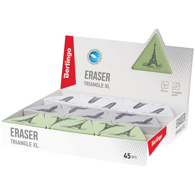Ластик Berlingo «Triangle XL», треугольный, термопластичная резина, 55×55×9мм