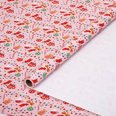 Бумага упаковочная мелованная BIG SIZE новогодняя «Cosy XMAS»0.7×10 мЗОЛОТАЯ СКАЗКА592196