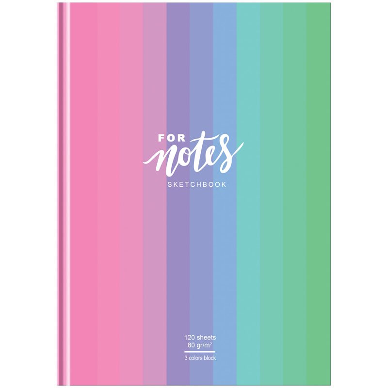превью Скетчбук 120л. А5 7БЦ BG «For notes», матовая ламинация, 80г/м2, трехцветный тонированный блок
