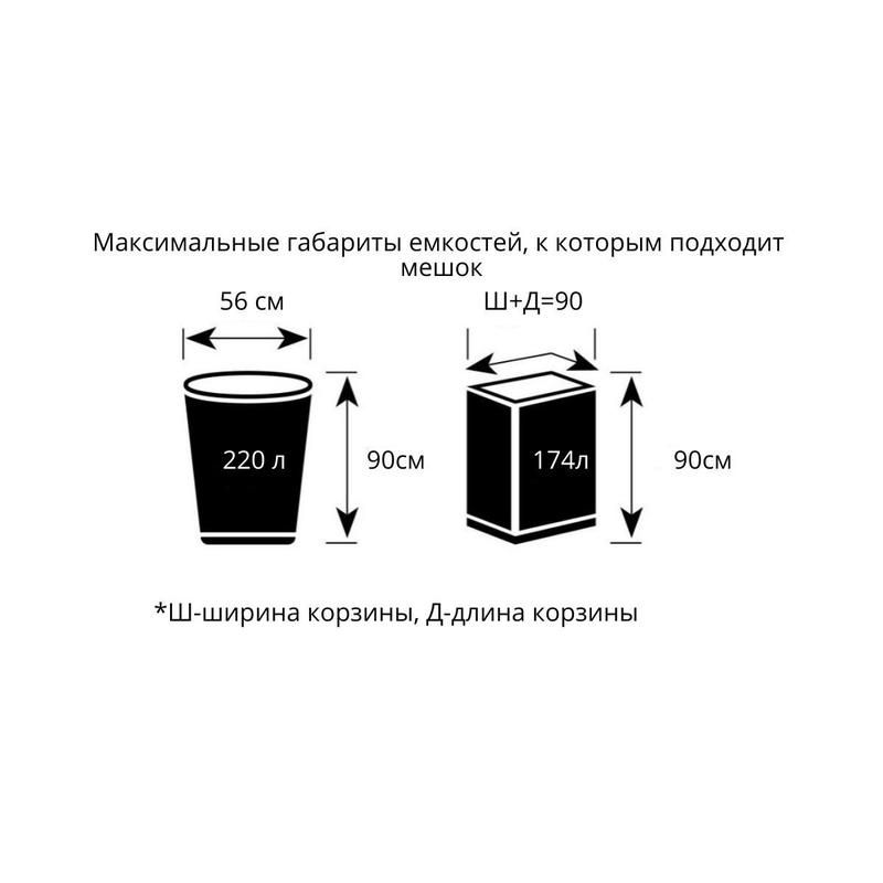 Мешки для мусора на 240 л черные (ПВД, в рулоне 10 шт, 90×130 см)